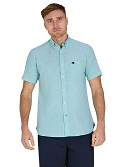 Raging Bull Classic Linen Short Sleeve Shirt, Blue, Apple Green