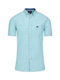 Raging Bull Classic Linen Short Sleeve Shirt, Blue - view 2, Apple Green