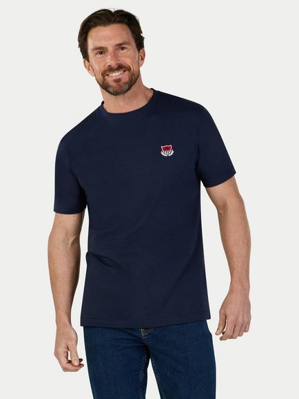 Raging Bull Cotton Regular Fit Short Sleeve Crest Logo T-Shirt, Navy