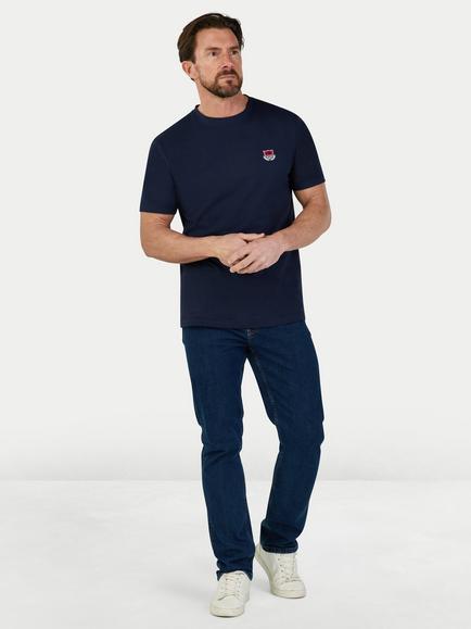 Raging Bull Cotton Regular Fit Short Sleeve Crest Logo T-Shirt - view 2, Navy