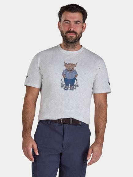 Raging Bull Cotton Blend Regular Fit Farmer Bully Boy T-Shirt, Ecru/Multi, Ecru/Multi