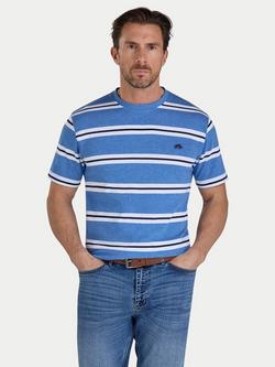 Raging Bull Regular Fit Yarn Dyed T-Shirt, Blue/Multi, Blue/Multi