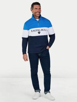 Raging Bull Cotton Cut & Sew Panel Quarter Zip Sweatshirt, Electric Blue - view 2, Electric Blue
