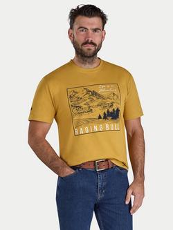 Raging Bull Cotton Regular Fit Short Sleeve Mountain Adventures T-Shirt, Mustard/Multi, Mustard/Multi