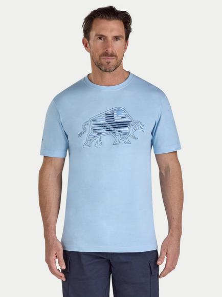 Raging Bull Cotton Regular Fit Short Sleeve Slash Bull T-Shirt, Sky Blue, Sky Blue