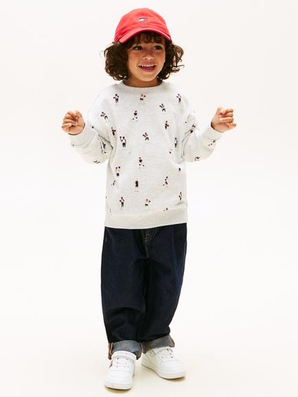 Tommy Hilfiger Kids' Basketball Print Cotton Blend Sweatshirt, Light Grey - view 2, Light Grey