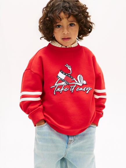 Tommy Hilfiger Kids' 'Take it Easy Cotton Sweatshirt, Red, Red