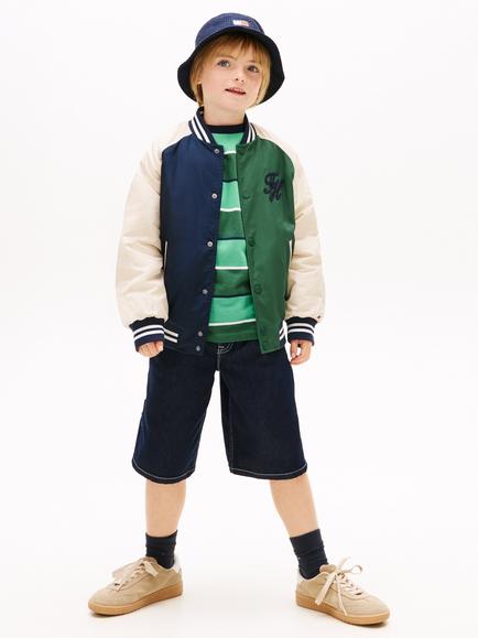 Tommy Hilfiger Kids' Script Graphic Logo Bomber Jacket, Multi - view 2, Multi