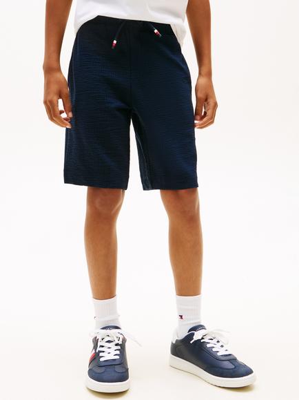 Tommy Hilfiger Kids' Jersey Seersucker Shorts, Dark Blue, Dark Blue