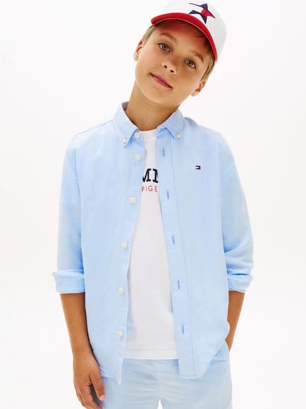 Tommy Hilfiger Kids' Relaxed Linen Blend Shirt, Light Blue, Light Blue