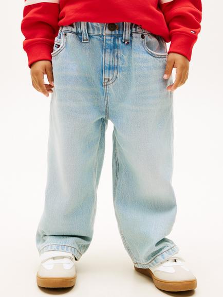 Tommy Hilfiger Kids' Wide Leg Denim Jeans, Light Blue, Light Blue