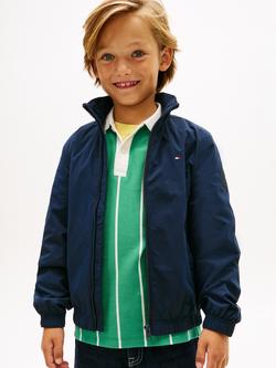 Tommy Hilfiger Kids' Essential Flag Logo Hooded Nylon Jacket, Dark Blue, Dark Blue