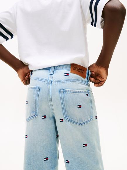 Tommy Hilfiger Kids' Flag Embroidered Baggy Jeans, Light Blue - view 2, Light Blue