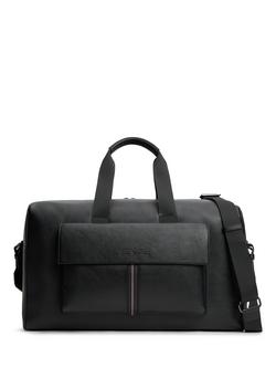 Tommy Hilfiger Flap Pocket Pebble Grain Duffel Bag, Black, Black