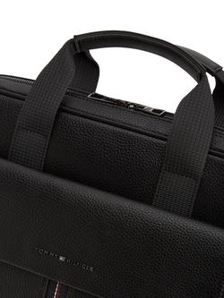 Tommy Hilfiger Flap Pocket Pebble Grain Laptop Bag, Black - view 2, Black