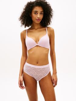 Tommy Hilfiger Leopard Lace Plunge Push-Up Bra, Light Pink, Light Pink