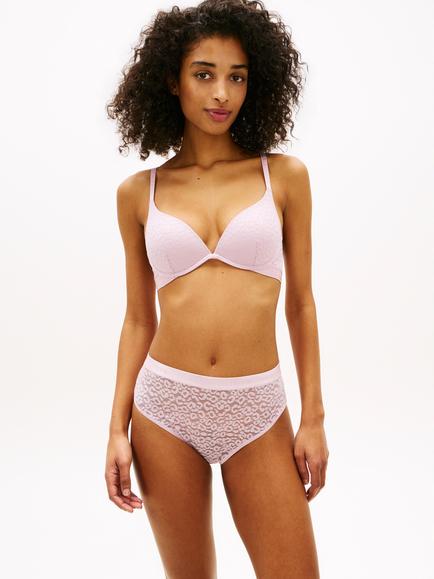 Tommy Hilfiger Leopard Lace Plunge Push-Up Bra, Light Pink, Light Pink