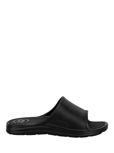 totes SOLBOUNCE Men's Classic Slider Sandals, Black
