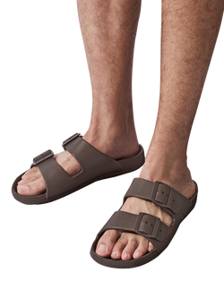 totes SOLBOUNCE Men's Adjustable Buckle Slider Sandals, Brown - view 2, Brown