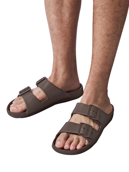 totes Men's Solbounce Adjustable Double Buckle Sliders - view 2, Brown