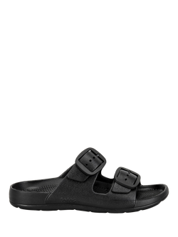totes SOLBOUNCE Adjustable Buckle Slider Sandals, Black