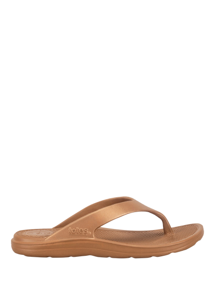 totes SOLBOUNCE Toe Post Sandals, Gold Metallic