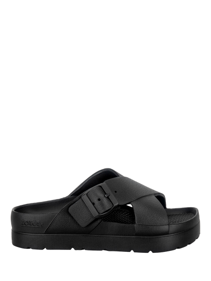 totes SOLBOUNCE Cross Strap Sandals, Black