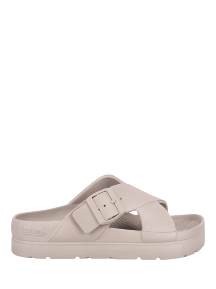 totes SOLBOUNCE Cross Strap Sandals, Taupe
