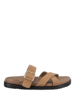 totes Cross Strap Suede Sandals, Tan