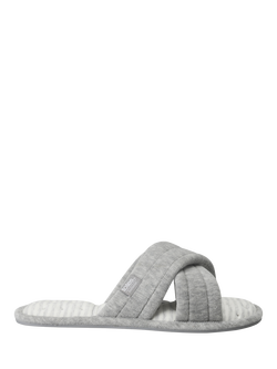 totes Isotoner Women's Marl Cross Strap Slippers, Grey, Grey