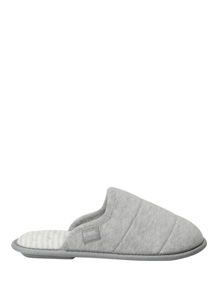 totes Isotoner Women's Marl Quilted Mule Slippers, Grey, Grey