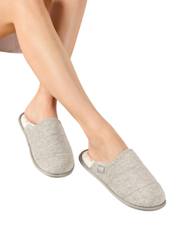 totes Isotoner Women's Marl Quilted Mule Slippers, Grey - view 2, Grey