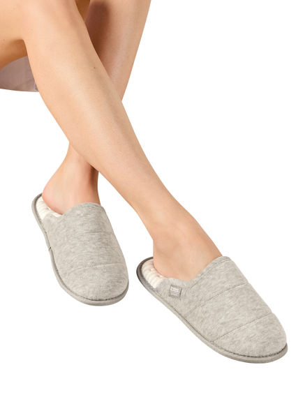 totes Isotoner Women's Marl Quilted Mule Slippers, Grey - view 2, Grey