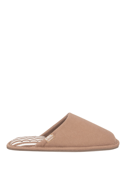 totes Isotoner Women's Square Toe Stripe Mule Slippers, Mink Brown, Mink Brown
