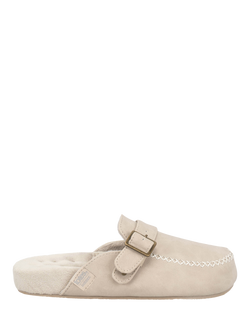 totes Isotoner Women's Suedette Open Back Moccasin Slippers, Stone, Stone