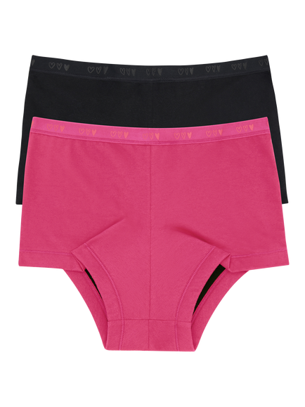 Love Luna Teen First Period Shortie Pants, Pack of 2, Boysenberry, Boysenberry (605)