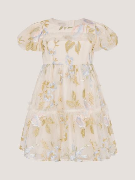 Monsoon Baby Azalea Embroidered Ruffle Dress, Multi, Multi