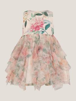 Monsoon Kids' Baby Agnes Floral Print Ruffle Tier Dress, Multi - view 2, Multi