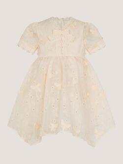 Monsoon Baby Beryl Butterfly Broderie Dress, Peach, Peach