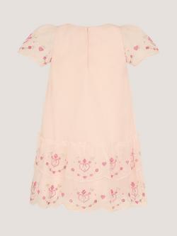 Monsoon Baby Heart Embroidered Mesh Party Dress Pink - view 2, Pink