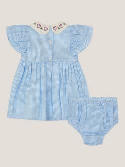 Monsoon Baby Swan Embroidered Dress Set, Blue/White - view 2, Blue/White