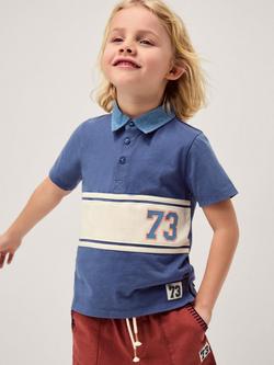 Monsoon Kids' Chambray Collar Polo Shirt, Blue