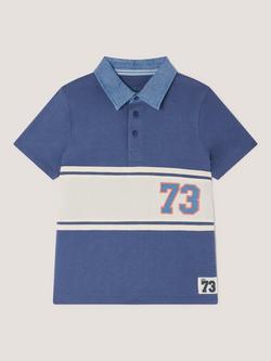 Monsoon Kids' Chambray Collar Polo Shirt - view 2, Blue