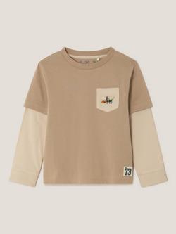 Monsoon Kids' Explore Graphic Long Sleeve T-Shirt, Beige