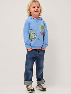 Monsoon Kids' Reading Dinosaur Hoodie, Blue, Blue