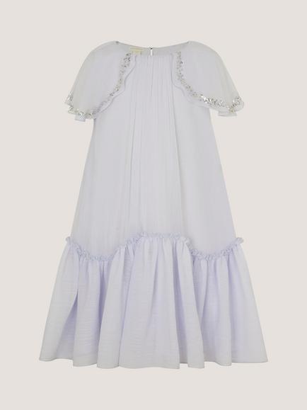 Monsoon Kids' Elena Sequin Swing Party Dress, Pale Blue, Pale Blue
