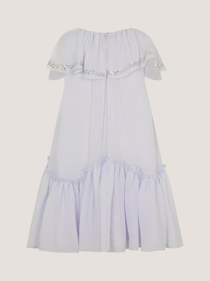 Monsoon Kids' Elena Sequin Swing Party Dress, Pale Blue - view 2, Pale Blue