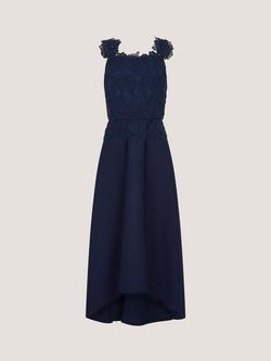 Monsoon Kids' Shiloh Sleeveless Lace Midi Dress - view 2, Navy