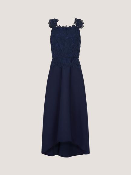 Monsoon Kids' Shiloh Sleeveless Lace Midi Dress - view 2, Navy