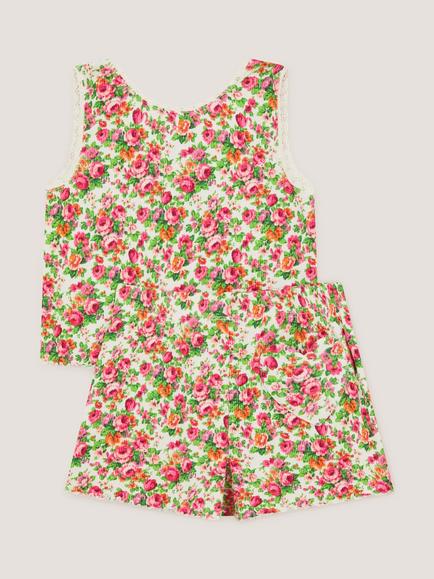Monsoon Kids' Floral Print Short Pyjama Set, Multi - view 2, Multi
